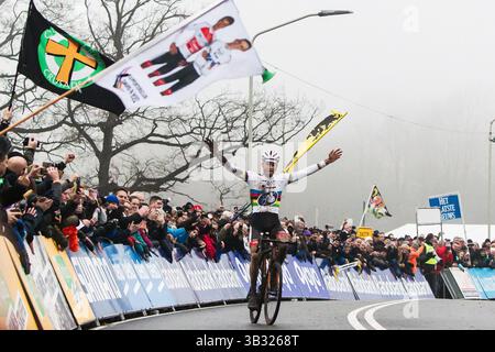 24. Januar 2016 - Hoogerheide, Niederlande - Mathieu van der Poel , Gewinner des GP Adrie van der Poel UCI World Cup 2016 Cyclocross-Rennens in Hoogerheide, Niederlande (Kreditbild: © Mike Albright via ZUMA Wire) Stockfoto