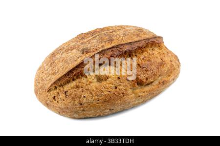 Hausgemachtes Sauerteigbrot isoliert auf weißem Hintergrund. Stockfoto