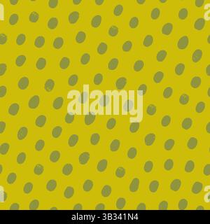 Nahtloses Punktmuster in Gelb und Grün. Handgezeichnetes Vektordesign mit körniger Punktstruktur. Perfekter abstrakter Druck für Stoff, Tapeten oder Stock Vektor