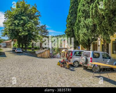 Blick auf die Altstadt von Sighnaghi (Signagi) in der Region Kakheti, Georgien Stockfoto