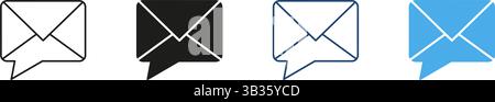 Umschlag Mit Symbol Für Sprechblase. E-Mail-Kommunikation Und Messaging-Kontur Und Silhouette-Symbol-Sammlung. Digitale Korrespondenz Und Chat Stock Vektor