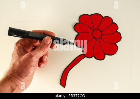 In der Nähe von Papier Blume Objekt auf einem weißen Hintergrund Stockfoto