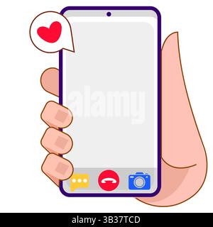 Click-Symbol für „gefällt mir“, „Kommentare“ und „Likes“ (Likes) auf Mobiltelefonleitung Foto und Video. Smartphone in der Hand. Stock Vektor