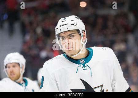 5. Januar 2018: Timo Meier (28) im NHL-Spiel zwischen den San Jose Sharks und den Ottawa Senators im Canadian Tire Centre in Ottawa, Kanada. Daniel Lea/CSM.(Kreditbild: &Copy; Daniel Lea/CSM via ZUMA Wire) Stockfoto