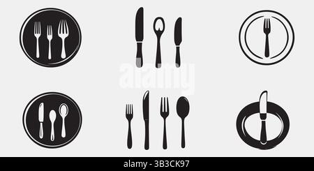 Schwarz-weiße Restaurant-Ikone mit minimalem flachen Vektor-Design Stock Vektor