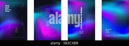 Lebendiger, flüssiger Farbverlauf im Hintergrund mit abstrakter Flüssiggitterstruktur. Glatte, farbenfrohe Mischung aus Neonblau, Rosa und Lila. Trendiges modernes Design für digitale Kunst, Poster, Cover oder Vorlagen für technische Vektoren Stock Vektor