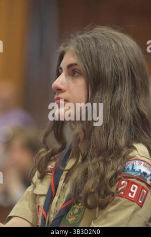 Boston, Ma, USA. April 2025. Armenier-Amerikaner und Freunde feiern den 110. Jahrestag des Völkermordes an den Armeniern durch die Türkei im Massachusetts State House. (Kreditbild: © Kenneth Martin/ZUMA Press Wire) NUR REDAKTIONELLE VERWENDUNG! Nicht für kommerzielle ZWECKE! Stockfoto