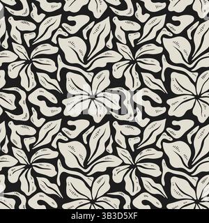Einfaches, modernes, modernes, nahtloses Blumenmuster. Minimalistisches handgezeichnetes Blumenmuster für Stoffe, Textilien, Geschenkpapier, Karten Stock Vektor