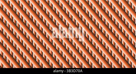 Abstrakter Hintergrund mit diagonalem Metallstreifen – glänzendes orangefarbenes 3D-Muster mit moderner geometrischer Textur Stock Vektor