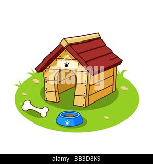Vektor-Illustration von Dog House oder PET House Cartoon Flat Design Stock Vektor