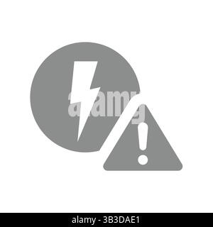 Elektrizitätswarnung mit Ausrufezeichen. Vorsicht bei Hochspannung und Gefahrenvektorzeichen. Stock Vektor