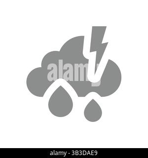 Gewitterwetter und Klimavorhersage. Vektorsymbol für Regen, Wolken und Gewitter. Stock Vektor