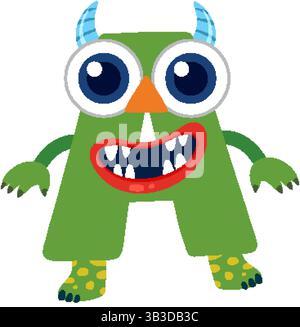 Bunte Vektorillustration eines Monsterbuchstaben mit leuchtenden Farben und skurrilen Designelementen Stock Vektor
