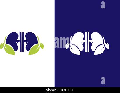 Menschliche Nieren-Blätter-Logo-Kombination. Urologie-Logotypendesign. Stock Vektor
