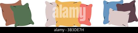 Satz gemütlicher Kissen. Orthopädische Kissen. Vektorabbildung. Stock Vektor