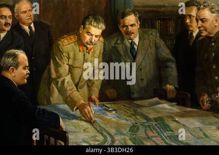 Joseph Stalin - Stalin (Iosif Vissarionowitsch Jughaschwili), sowjetischer Politiker, Generalsekretär der KPdSU , als Militärführer, Gemälde, Joseph Stalin, geboren am 18. Dezember 6, Alter Stil, 1878, Gori, Georgien das Russische Reich starb am 5. März 1953, Moskau, Russland, UdSSR war Generalsekretär der Kommunistischen Partei der Sowjetunion (1922–53) und Premierminister des Sowjetstaates (1941–53), der ein Vierteljahrhundert lang die Sowjetunion diktatorisch regierte und in eine große Weltmacht verwandelte. Stockfoto