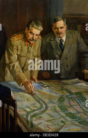 Joseph Stalin - Stalin (Iosif Vissarionowitsch Jughaschwili), sowjetischer Politiker, Generalsekretär der KPdSU , als Militärführer, Gemälde, Joseph Stalin, geboren am 18. Dezember 6, Alter Stil, 1878, Gori, Georgien das Russische Reich starb am 5. März 1953, Moskau, Russland, UdSSR war Generalsekretär der Kommunistischen Partei der Sowjetunion (1922–53) und Premierminister des Sowjetstaates (1941–53), der ein Vierteljahrhundert lang die Sowjetunion diktatorisch regierte und in eine große Weltmacht verwandelte. Stockfoto