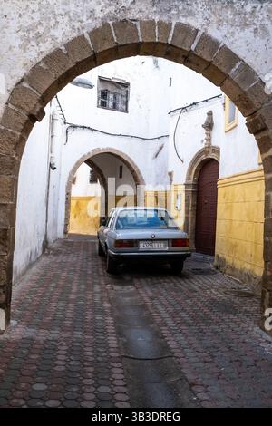 Neue Medina des Habous-Bezirks in Casablanca in Marokko am 14. Oktober 2023. Casablanca ist die sich entwickelnde Wirtschaftshauptstadt Marokkos und der Maghreb Stockfoto