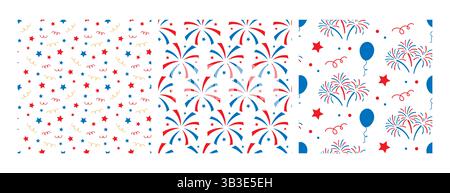 Feuerwerk nahtloser Hintergrund 4. Juli-Druck Stock Vektor
