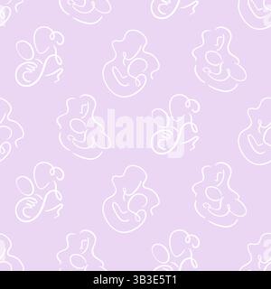 Nahtloses Muster für Mutter und Kind mit einer Linie Stock Vektor