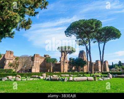 Innenhof im südlichen Teil der Bäder von Caracalla - Rom, Italien Stockfoto