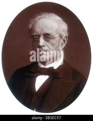 Sir Henry Cotton, Lord Justice of Appeal, 1881. Porträt von Sir Henry Cotton (1821–1892), britischer Ritter und Richter. Aus "Männer von Mark: Eine Galerie zeitgenössischer Porträts von Männern, die im Senat, in der Kirche, in Wissenschaft, Literatur und Kunst, in der Armee, marine, Recht, Medizin usw. Fotografiert aus dem Leben von Lock und Whitfield, mit kurzen biografischen Notizen von Thompson Cooper. (London, 1876-1883). Stockfoto