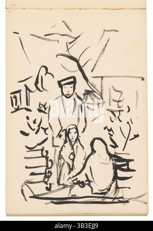 Skizzenbuch 19 Mann und zwei Frauen, 1. Hälfte des 20. Jahrhunderts. Stockfoto