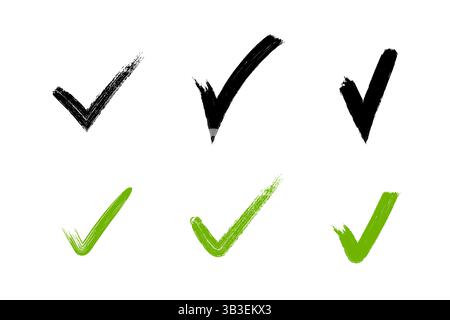 Markieren Sie Set. Handbemalter Pinsel Tick Symbol Designelement. Isolierter Vektor Ja markiert Sammlung. Stock Vektor