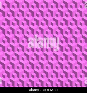 Abstrakter rosafarbener Hintergrund für geometrische 3D-Würfel Stock Vektor