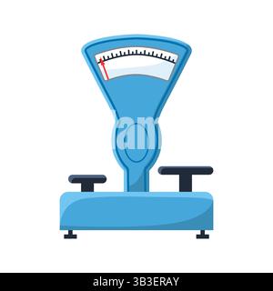 Blaue Waage zur Gewichtsmessung mit analoger Anzeige Stock Vektor