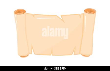 Alte leere Papyrusrolle ist auf beiden Seiten eingerollt und auf weißem Hintergrund isoliert Stock Vektor