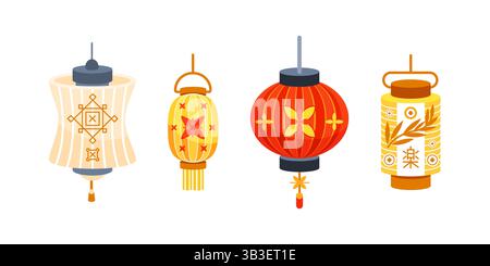 Traditionelle chinesische Papierlaternen hängen, um das Neujahrsfest zu feiern Stock Vektor