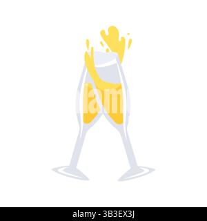 Zwei Sektgläser zum Toasten, Planschen und Feiern Stock Vektor