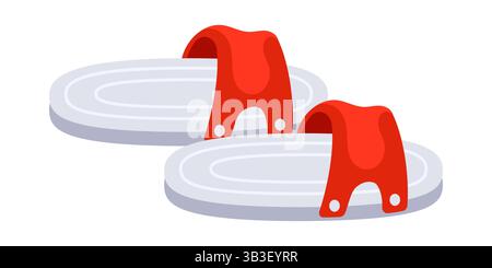 Paar rote und weiße Sommer-Hausschuhe isoliert auf weißem Hintergrund Stock Vektor