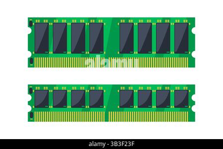 Zwei RAM-Module auf weißem Hintergrund Stock Vektor