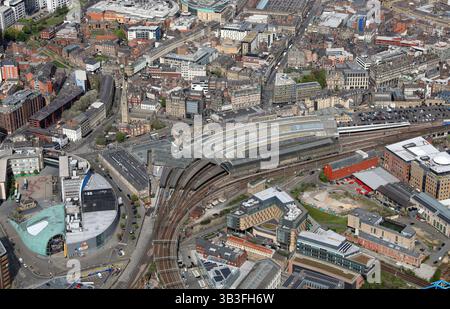 Luftaufnahme der Newcastle Station Stockfoto