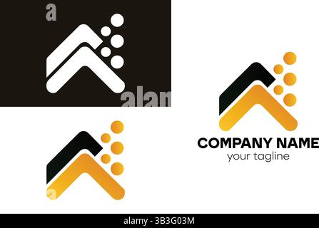 Abstraktes Logodesign mit Pfeil- und Kreiselelementen Stock Vektor