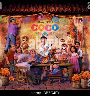 ERSCHEINUNGSDATUM: 21. November 2017 TITEL: Coco STUDIO: Disney REGISSEUR: Lee Unkrich PLOT: Der aufstrebende Musiker Miguel, der mit dem Verbot seiner Familie konfrontiert ist, kommt ins Land der Toten, um das Geheimnis zu lösen. Anthony Gonzalez als Miguel (Stimme). (Kreditbild: © Disney/Entertainment Pictures/ZUMAPRESS.com) Stockfoto