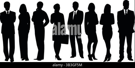 Professionelle Sammlung von Silhouetten für Geschäftsleute für Unternehmens-, Meeting- und Personalkonzepte Stock Vektor
