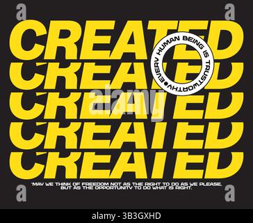 Created Quote T-Shirt Design in Bold Brush Schriftart – positiver handschriftlicher Typografie Vektor zur Förderung von Streetwear und Stock Vektor