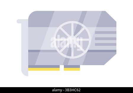 Der Lüfter der Grafikkarte zeigt die Lüftungsschlitze und Anschlüsse in flachem Design Stock Vektor