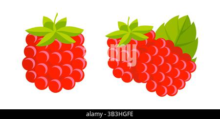 Zwei saftige Himbeeren symbolisieren den Geschmack des Sommers und gesunden Lebensstils Stock Vektor