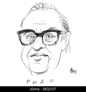 Mario Puzo Bleistift Porträt Stockfoto
