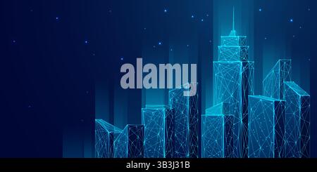 Futuristische Stadtlandschaft Hintergrund blau. Wolkenkratzer und Büros. Stock Vektor