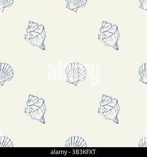 Nahtloses Vektormuster mit Muschel Stock Vektor