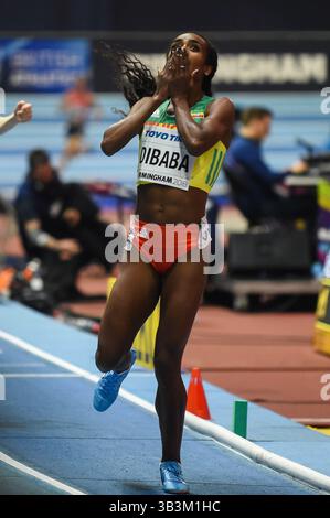 3. März 2018: Genzebe Dibaba ofÂ Äthiopien gewann 1500 Meter bei der Leichtathletik-Weltmeisterschaft 2018 in Birmingham, England. Ulrik Pedersen/CSM(Kreditbild: &Copy; Ulrik Pedersen/CSM via ZUMA Wire) Stockfoto