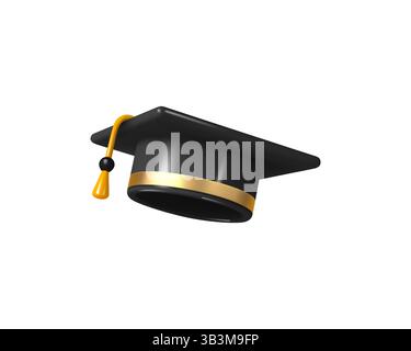 Schwarze Kappe mit Graduierung. Bildung, Abschlusszeremonie Konzept. Stock Vektor