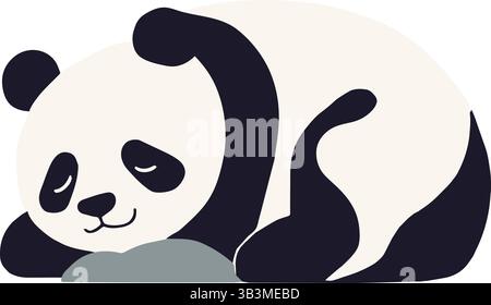 Cartoon-Panda, der friedlich mit einem entspannten Ausdruck schläft Stock Vektor