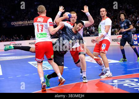 7. Januar 2018 - Paris, Frankreich - Spieler der ägyptischen Mannschaft ISSA ESLAM in Aktion während der Handball Goldenen Liga zwischen Frankreich und Ägypten in der AccorHotel Arena in Paris - Frankreich.Norwegen gewann 31-28 (Foto: © Pierre Stevenin Via ZUMA Wire) Stockfoto