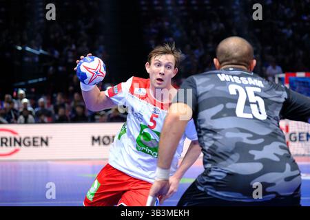 7. Januar 2018 - Paris, Frankreich - Spieler des norwegischen Teams SAGOSEN SANDER in Aktion während der Handball Goldenen Liga zwischen Norwegen und Dänemark in der AccorHotel Arena in Paris - Frankreich.Norwegen gewann 31-28 (Credit Image: © Pierre Stevenin Via ZUMA Wire) Stockfoto